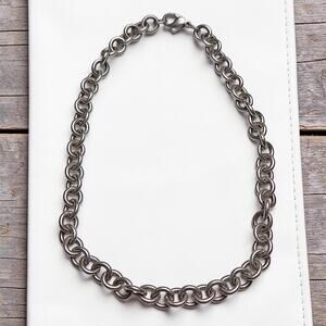 Gorgeous Heavy Link Style Statement Sterling Silver Necklace